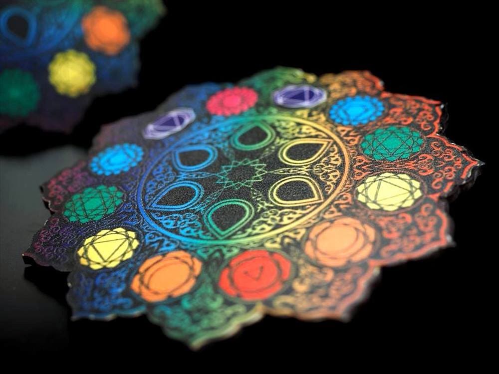 7チャクラ スピリチュアルパワー ヤントラ 木製コースター チャクラ