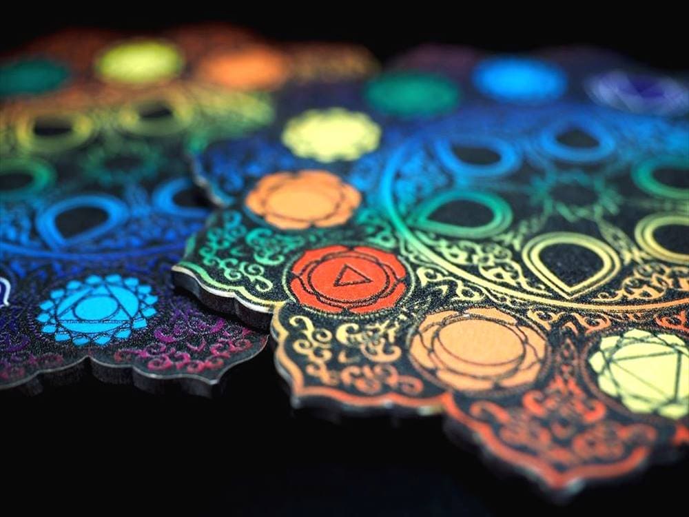 7チャクラ スピリチュアルパワー ヤントラ 木製コースター チャクラ