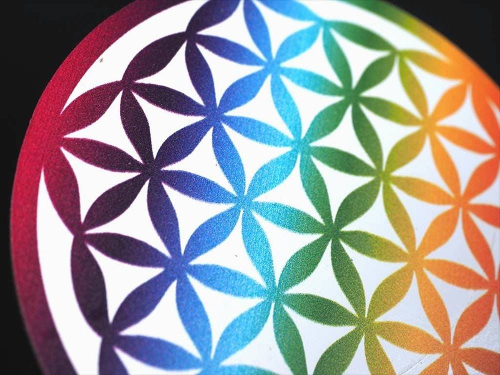 フラワーオブライフ 神聖幾何学 木製コースター チャクラ 生命の花