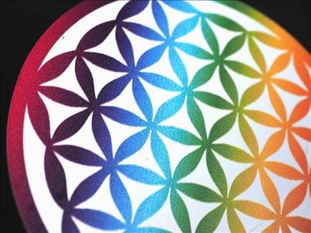 フラワーオブライフ 神聖幾何学 木製コースター チャクラ 生命の花