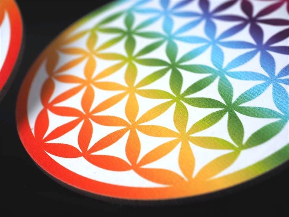フラワーオブライフ 神聖幾何学 木製コースター チャクラ 生命の花