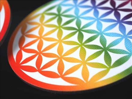 フラワーオブライフ 神聖幾何学 木製コースター チャクラ 生命の花