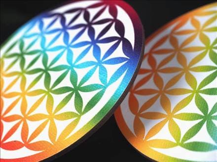 フラワーオブライフ 神聖幾何学 木製コースター チャクラ 生命の花