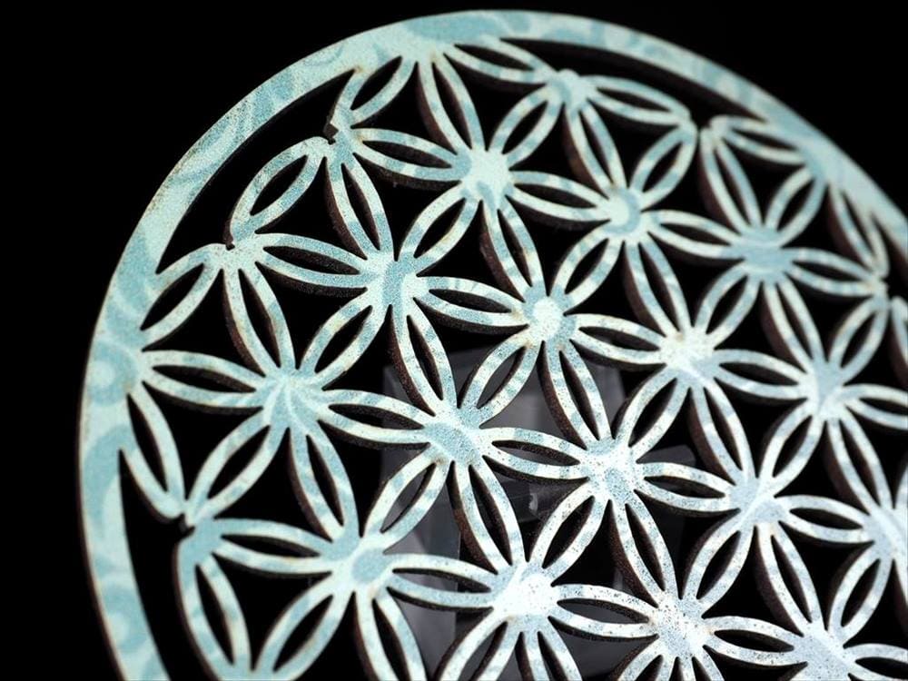 フラワーオブライフ 神聖幾何学 木製コースター チャクラ 生命の花