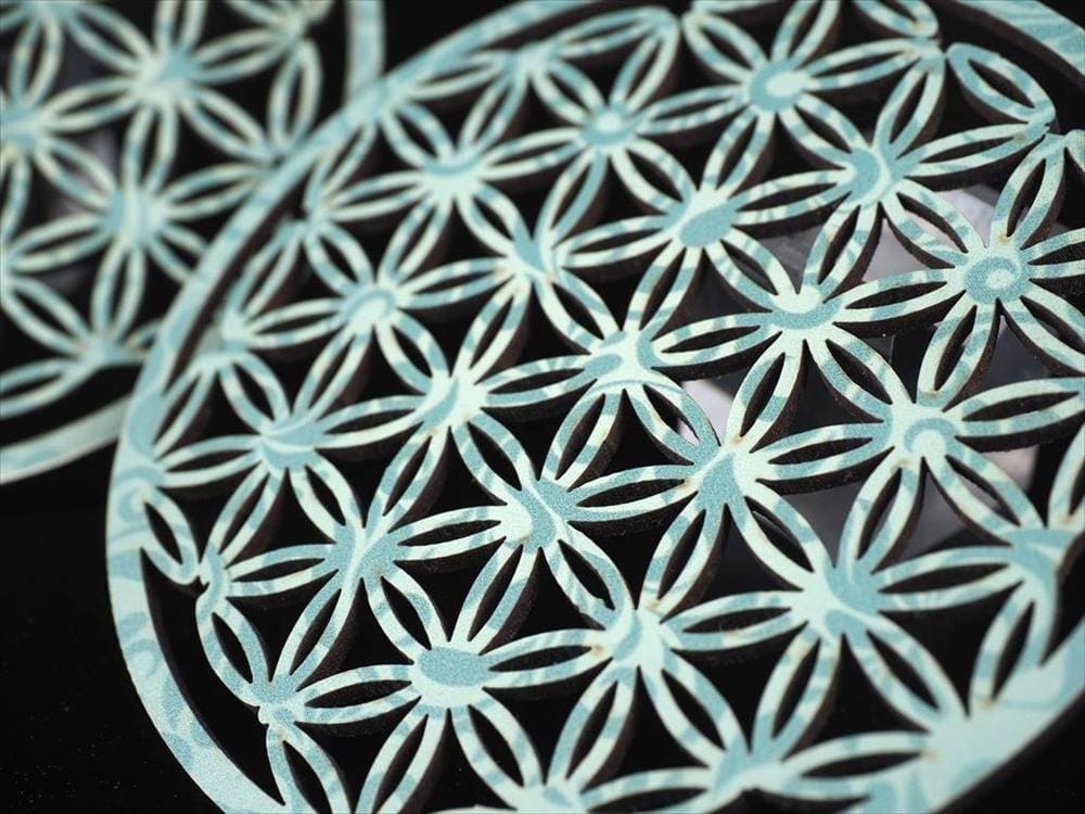 フラワーオブライフ 神聖幾何学 木製コースター チャクラ 生命の花
