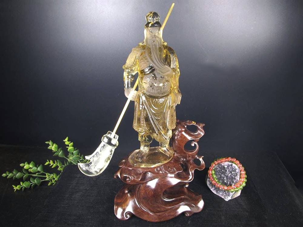 関羽 シトリン 彫刻置物 三国志 風水