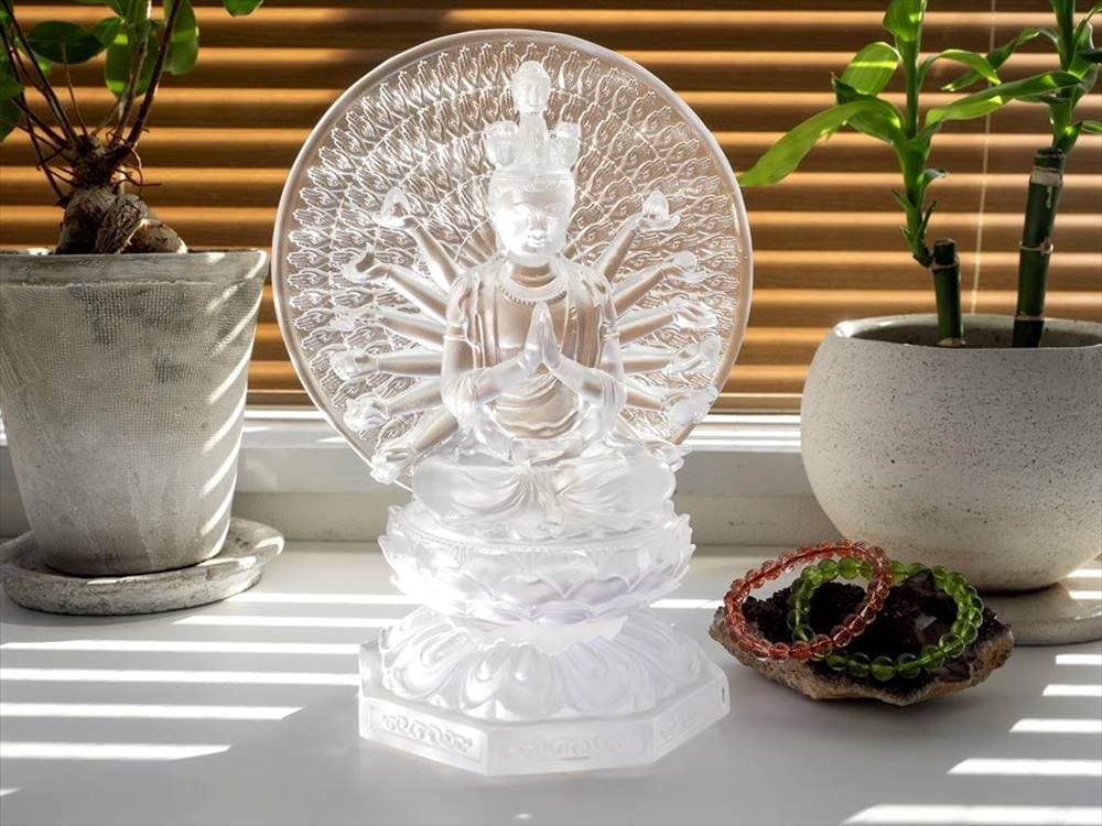 千手千眼観音 千手観音 蓮華王 観音菩薩 クリスタルガラス