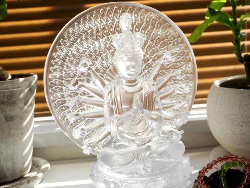 千手千眼観音 千手観音 蓮華王 観音菩薩 クリスタルガラス