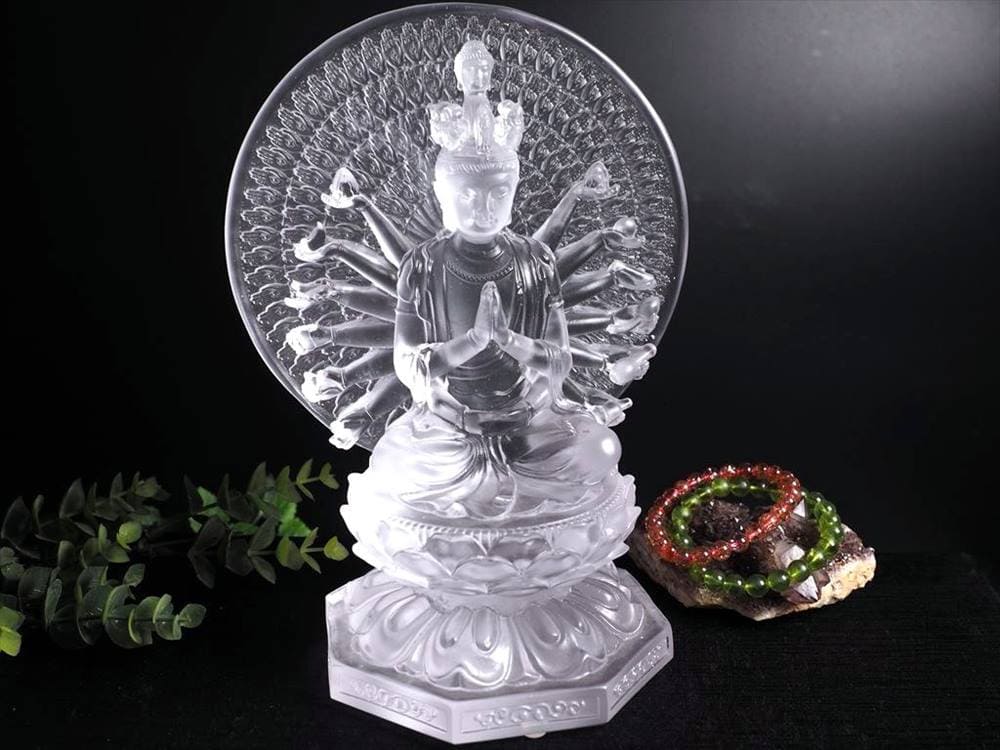 千手千眼観音 千手観音 蓮華王 観音菩薩 クリスタルガラス