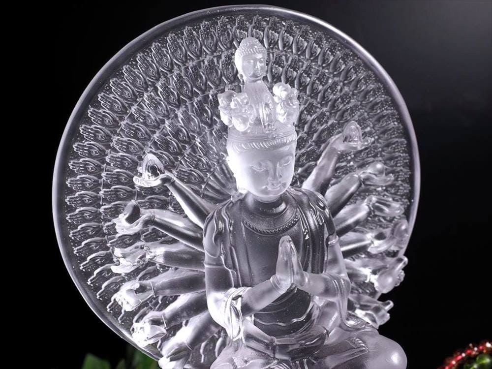 千手千眼観音 千手観音 蓮華王 観音菩薩 クリスタルガラス