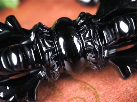 ブラック オブシディアン ヴァジュラ 金剛杵 彫刻置物