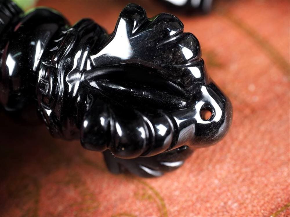 ブラック オブシディアン ヴァジュラ 金剛杵 彫刻置物