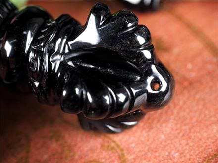 ブラック オブシディアン ヴァジュラ 金剛杵 彫刻置物