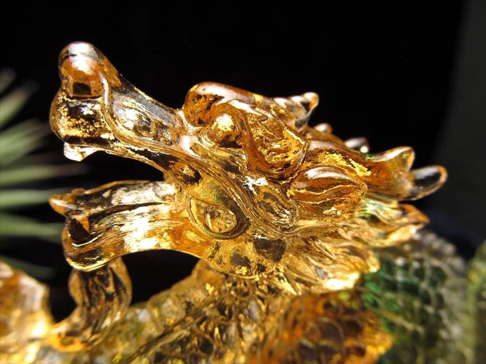 ドラゴン 龍 置物 クリスタルガラス 貔貅 ヒキュウ 玉璽
