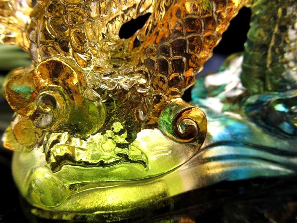ドラゴン 龍 置物 クリスタルガラス 貔貅 ヒキュウ 玉璽