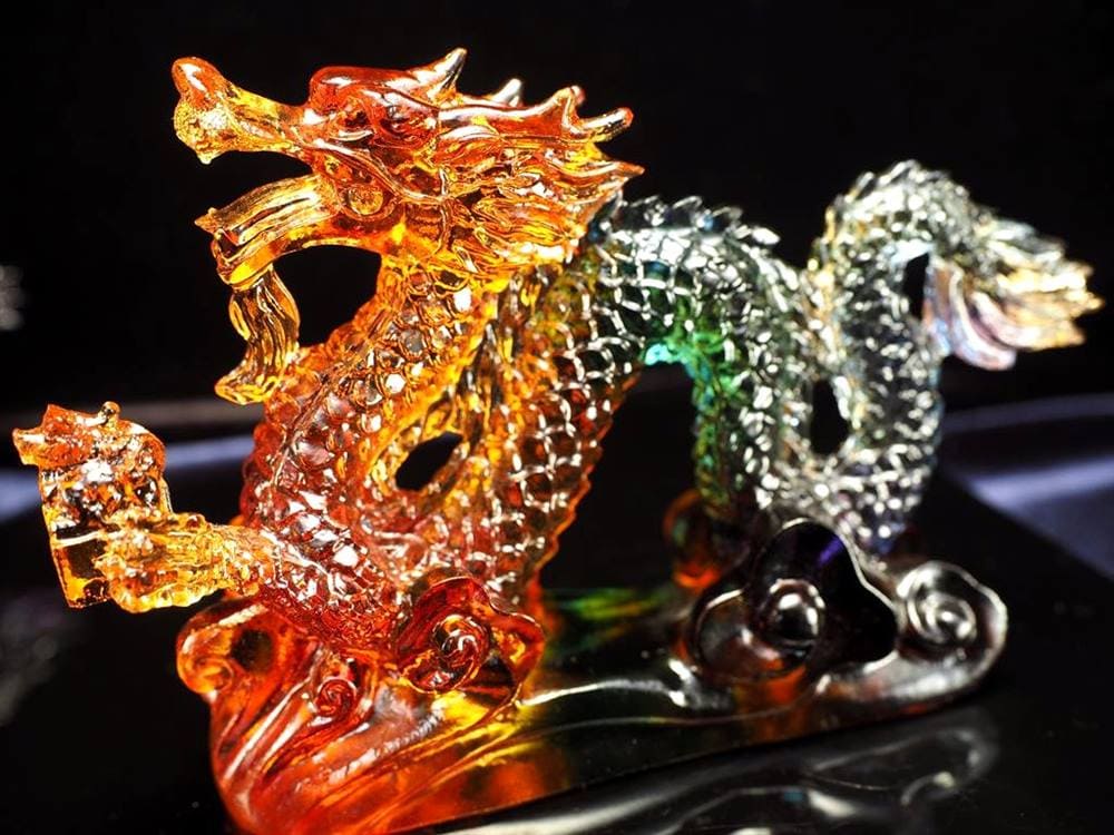 ドラゴン 龍 置物 クリスタルガラス 五本爪 玉璽