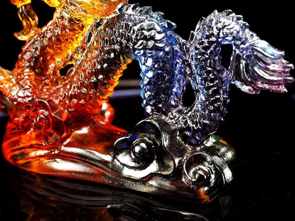 ドラゴン 龍 置物 クリスタルガラス 五本爪 玉璽