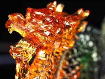 ドラゴン 龍 置物 クリスタルガラス 五本爪 玉璽