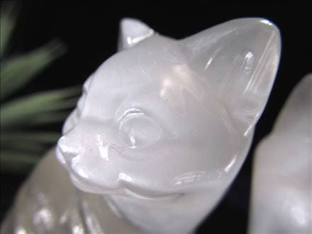 セレナイト,彫刻置物,透石膏,聖母マリアのガラス,キャッツアイ効果