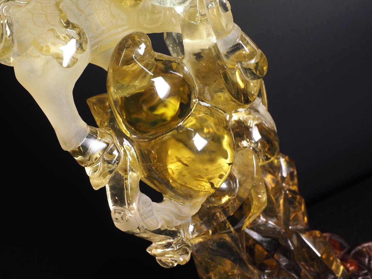 高品質　観音黄水晶　シトリン　置物　約12cm 高品質 観音黄水晶 シトリン 置物 約12cm