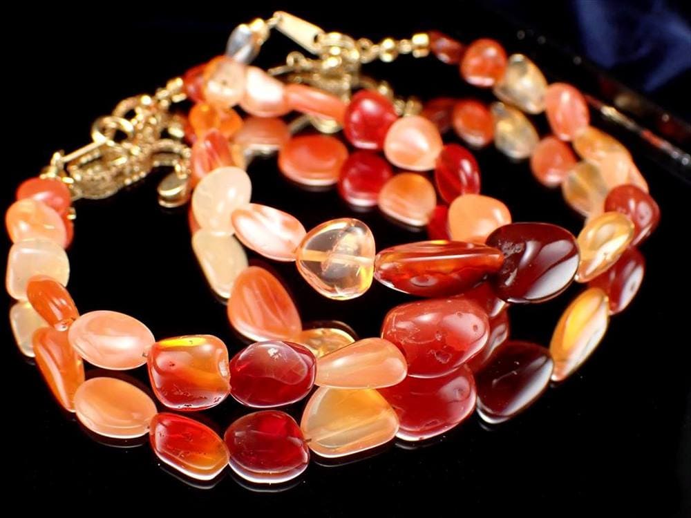 ファイアオパール タンブルブレスレット ファイヤーオパール レッドオパール 蛋白石