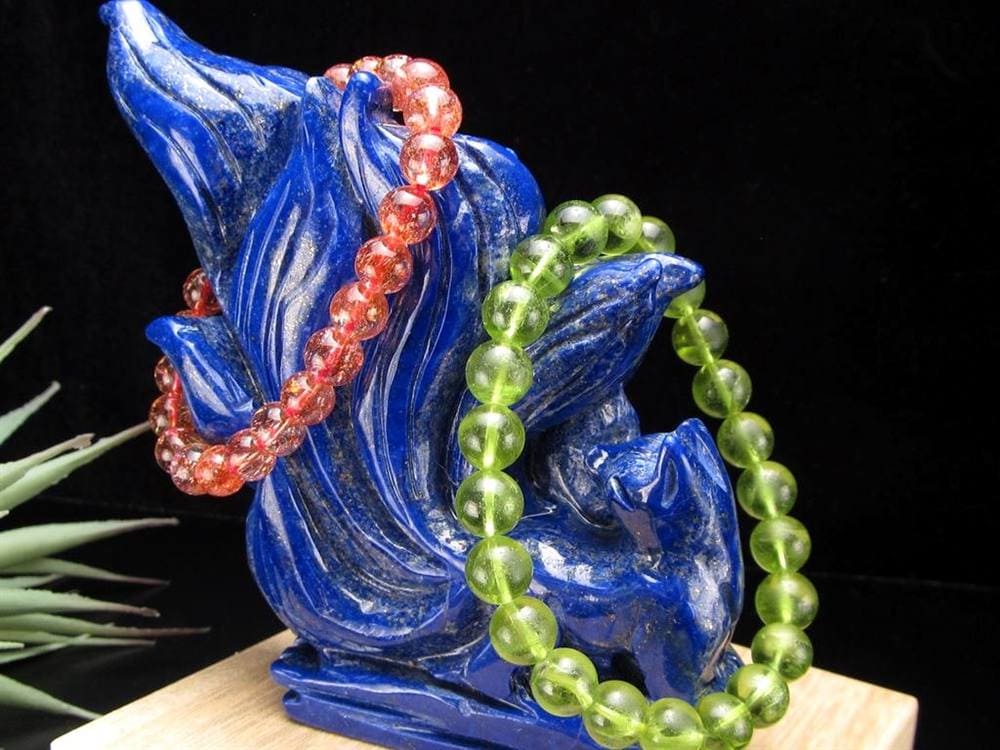 縁起物 九尾の狐 神獣 ラピスラズリ 置物