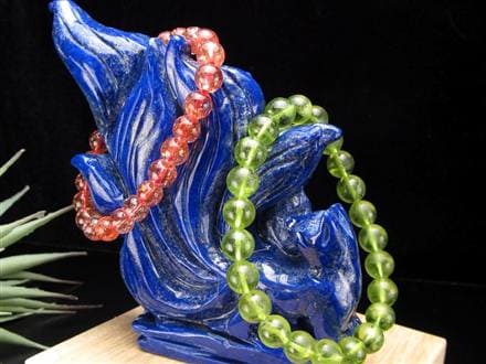 縁起物 九尾の狐 神獣 ラピスラズリ 置物