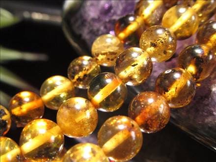アンバー 琥珀 バルティックアンバー ビーズ連 連材