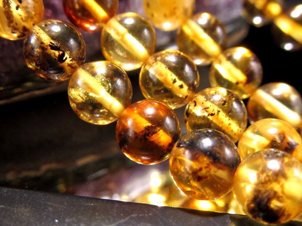 アンバー 琥珀 バルティックアンバー ビーズ連 連材