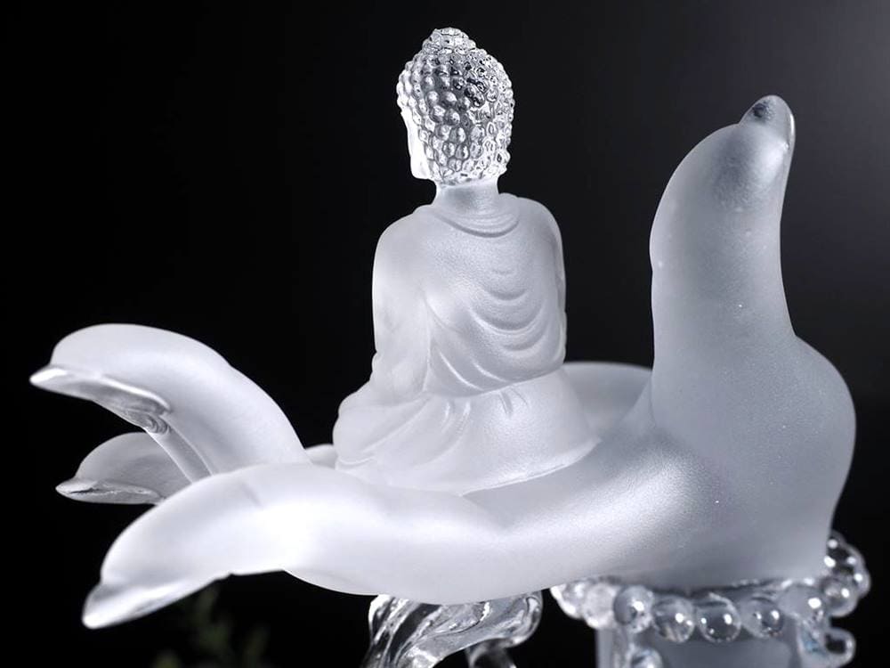 釈迦如来坐像 お釈迦様 クリスタルガラス 置物 仏教