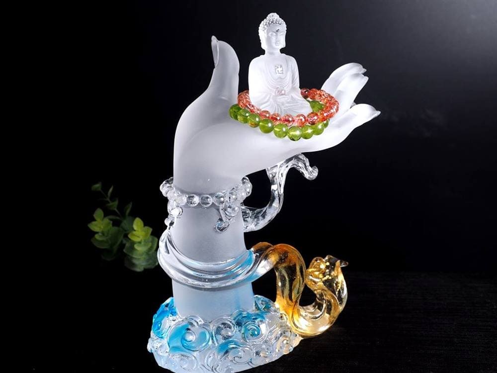 釈迦如来坐像 お釈迦様 クリスタルガラス 置物 仏教