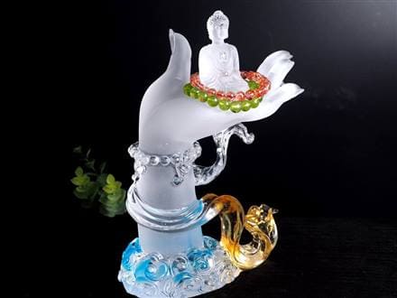 釈迦如来坐像 お釈迦様 クリスタルガラス 置物 仏教