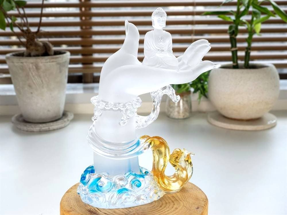 釈迦如来坐像 お釈迦様 クリスタルガラス 置物 仏教