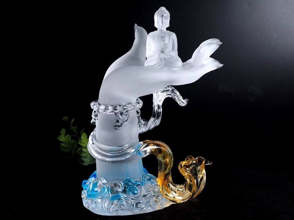 釈迦如来坐像 お釈迦様 クリスタルガラス 置物 仏教