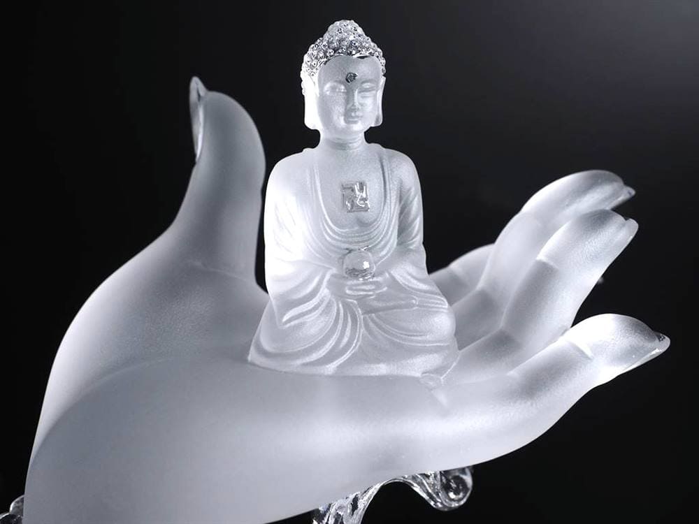 釈迦如来坐像 お釈迦様 クリスタルガラス 置物 仏教