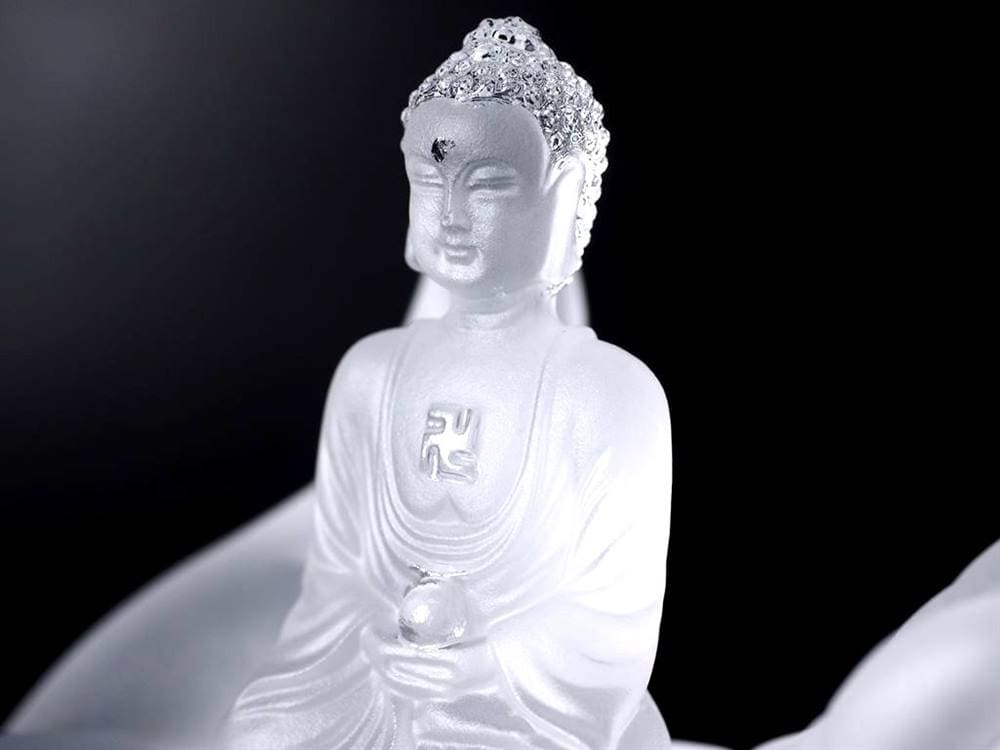 釈迦如来坐像 お釈迦様 クリスタルガラス 置物 仏教