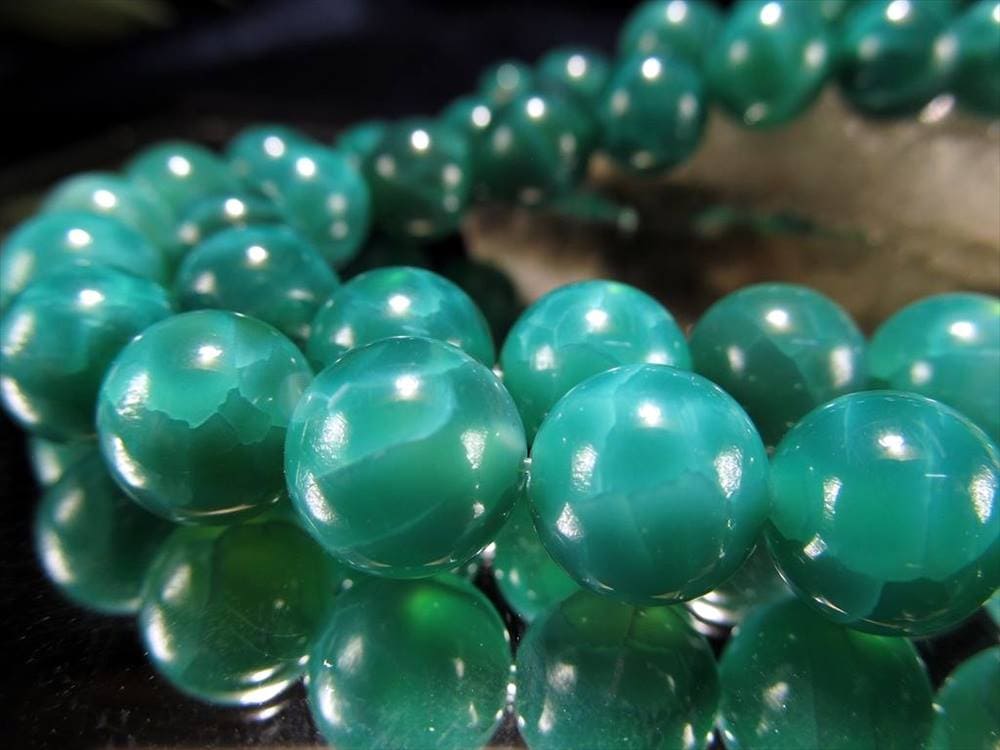 グリーンアゲート,緑瑪瑙,アゲート,ビーズ,一連