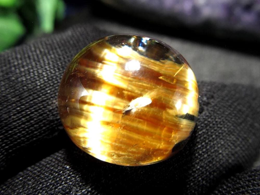 ゴールドルチルクォーツ タンブル 金針水晶 カボション ルチレイテッドクォーツ