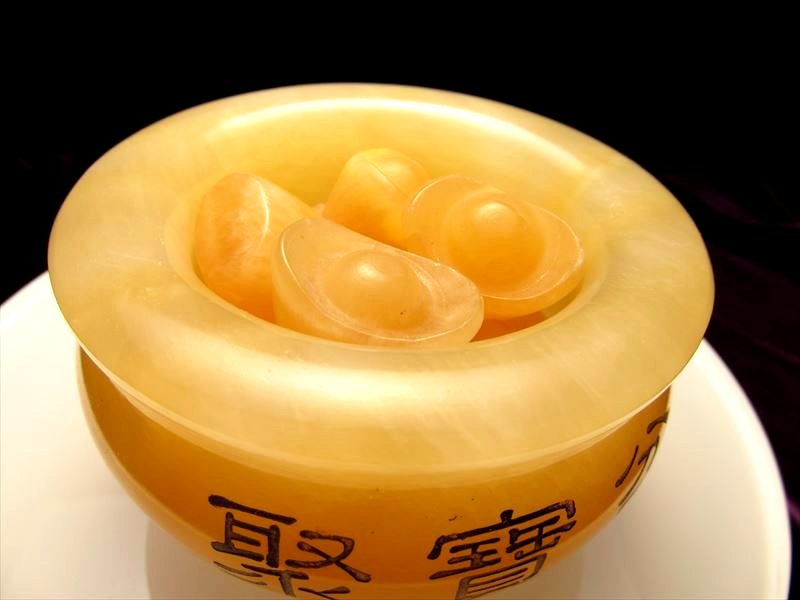 ☆特選NEWセット☆金運スペシャル☆聚寶盆♢【天然アラゴナイト☆招財