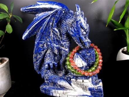 ラピスラズリ 青金石 彫刻置物 ドラゴン 龍