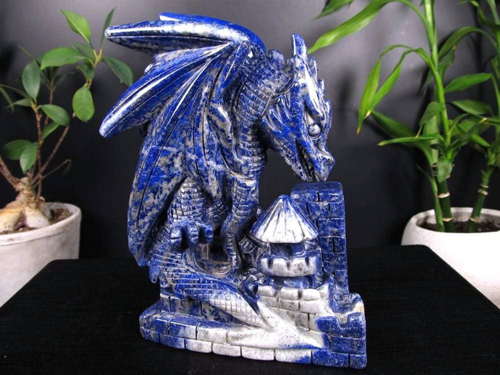 ラピスラズリ 青金石 彫刻置物 ドラゴン 龍
