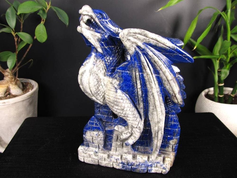 ラピスラズリ 青金石 彫刻置物 ドラゴン 龍