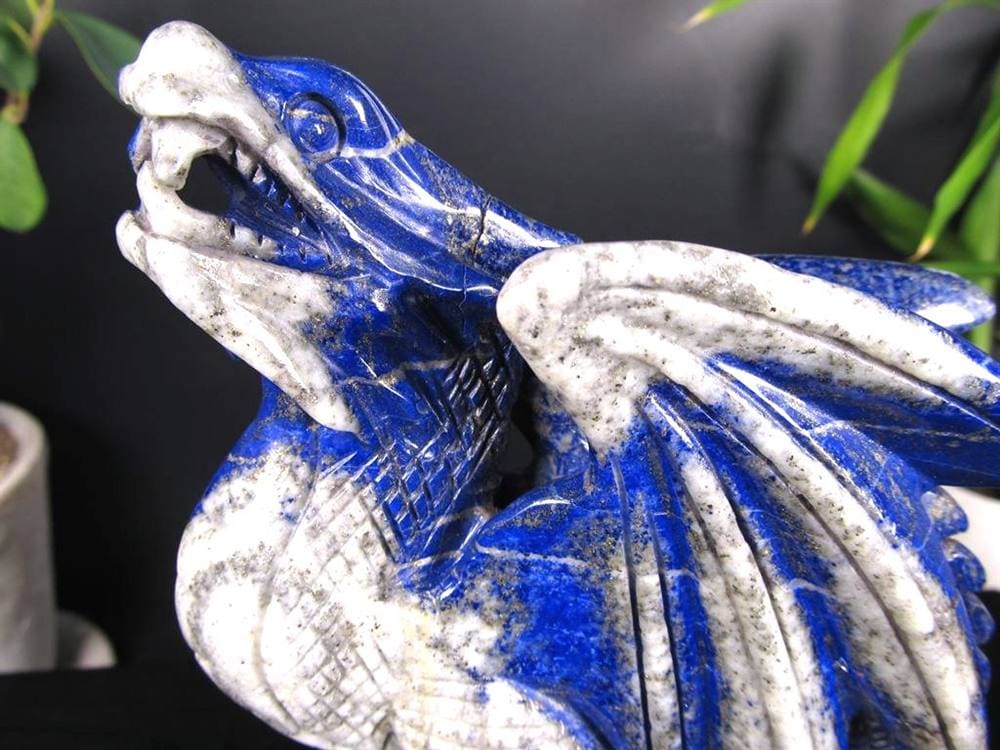 ラピスラズリ 青金石 彫刻置物 ドラゴン 龍