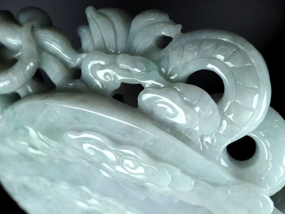 騰龍千禧 巨大 双龍彫り 翡翠 置物