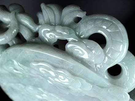 騰龍千禧 巨大 双龍彫り 翡翠 置物