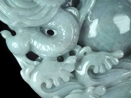 騰龍千禧 巨大 双龍彫り 翡翠 置物