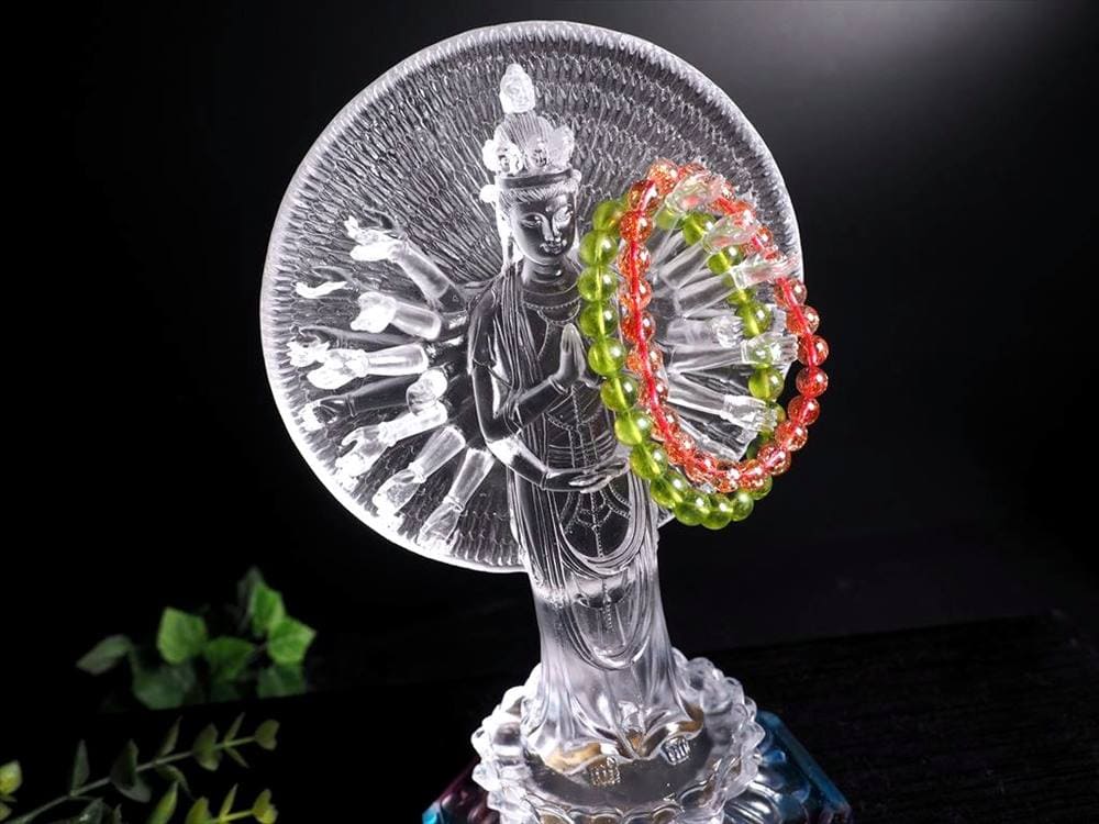 千手千眼観音 千手観音 蓮華王 観音菩薩 クリスタルガラス
