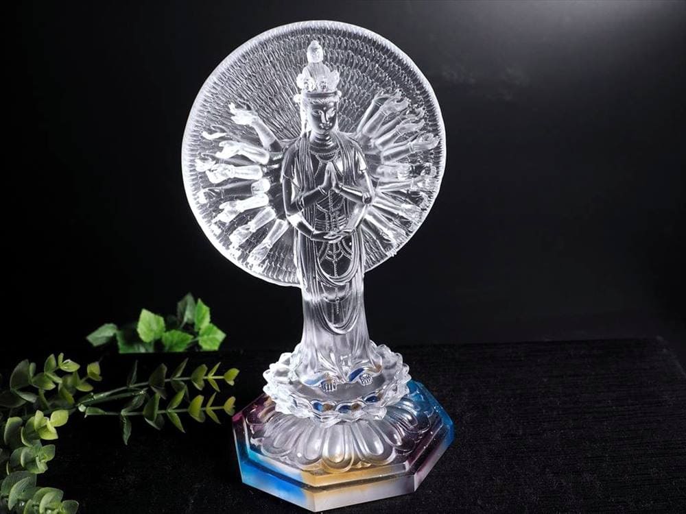 千手千眼観音 千手観音 蓮華王 観音菩薩 クリスタルガラス