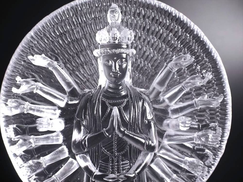 千手千眼観音 千手観音 蓮華王 観音菩薩 クリスタルガラス