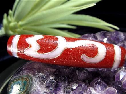 銀線 シルバー 馬蹄痕 紅天珠 魔除け 天珠 チベット